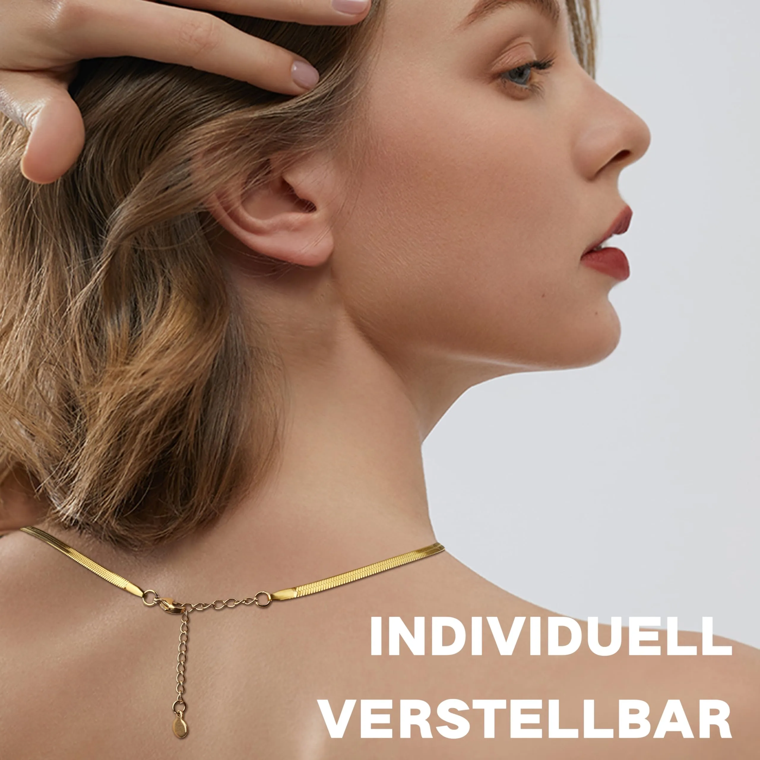 Finrezio Collana Placcato Oro 14 Carati Donna Catena Serpente - immagine 4