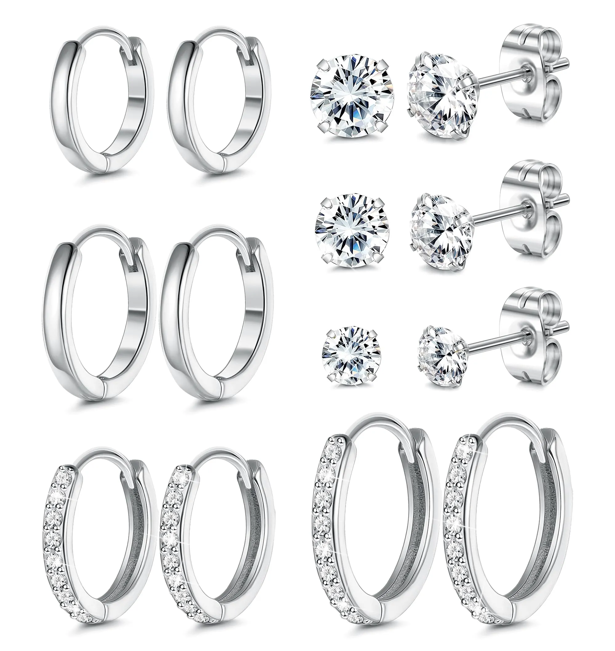 DOCHAIS Orecchini Donna Uomo argentato 316L Orecchini Cerchio Acciaio Chirurgico Inossidabile, Anallergici Piercing Orecchini Cerchio Piccoli Cartilagine Orecchio - immagine 1