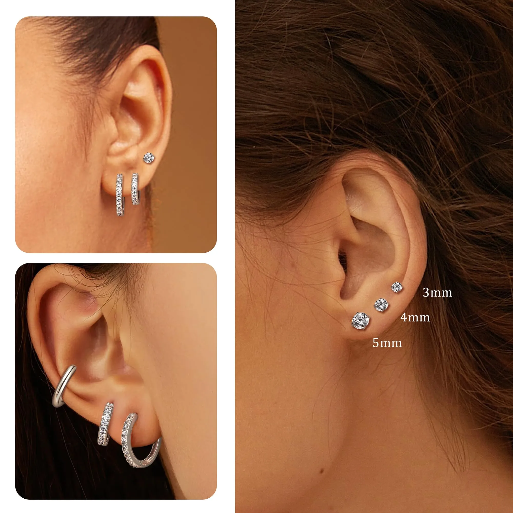 DOCHAIS Orecchini Donna Uomo argentato 316L Orecchini Cerchio Acciaio Chirurgico Inossidabile, Anallergici Piercing Orecchini Cerchio Piccoli Cartilagine Orecchio - immagine 5