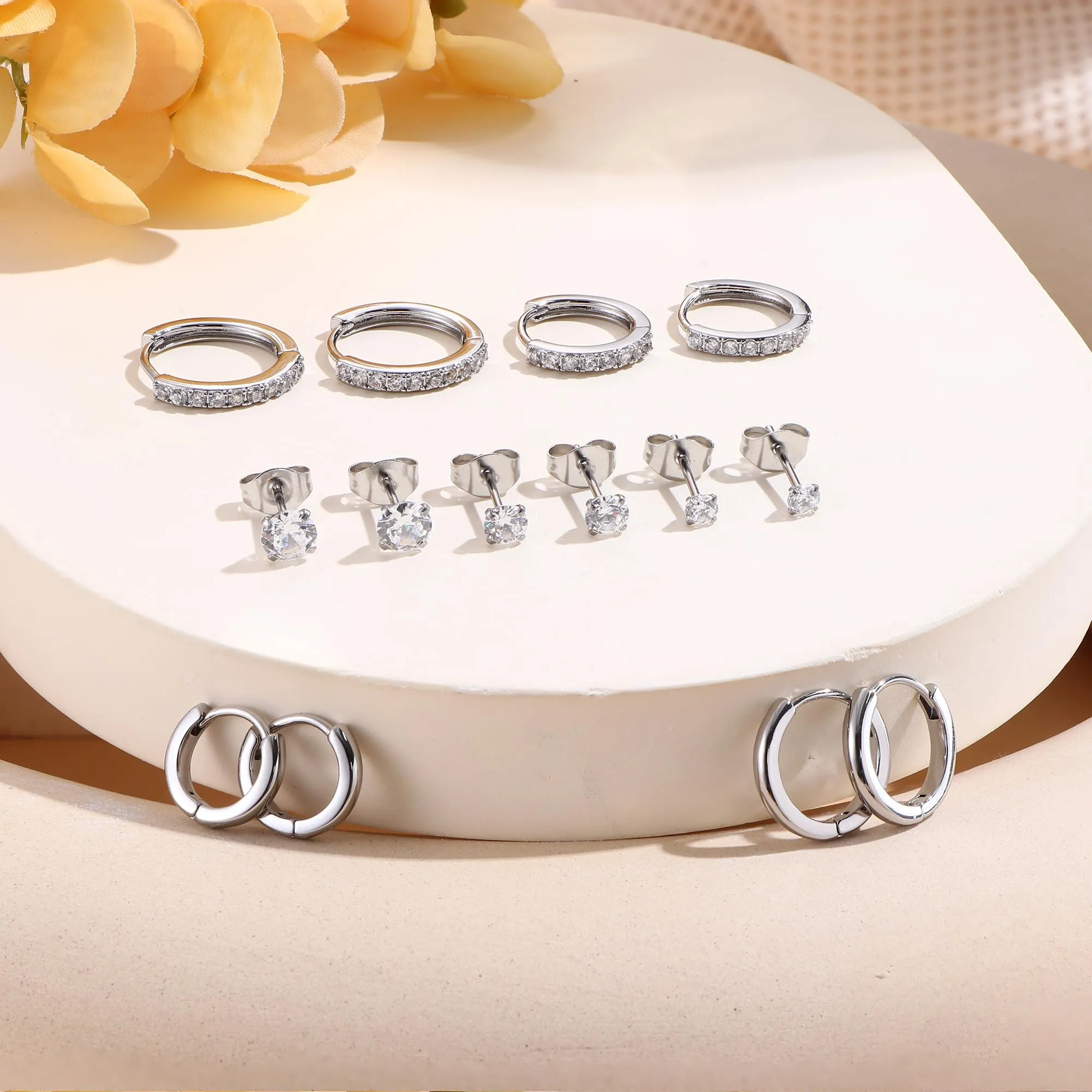 DOCHAIS Orecchini Donna Uomo argentato 316L Orecchini Cerchio Acciaio Chirurgico Inossidabile, Anallergici Piercing Orecchini Cerchio Piccoli Cartilagine Orecchio - immagine 6