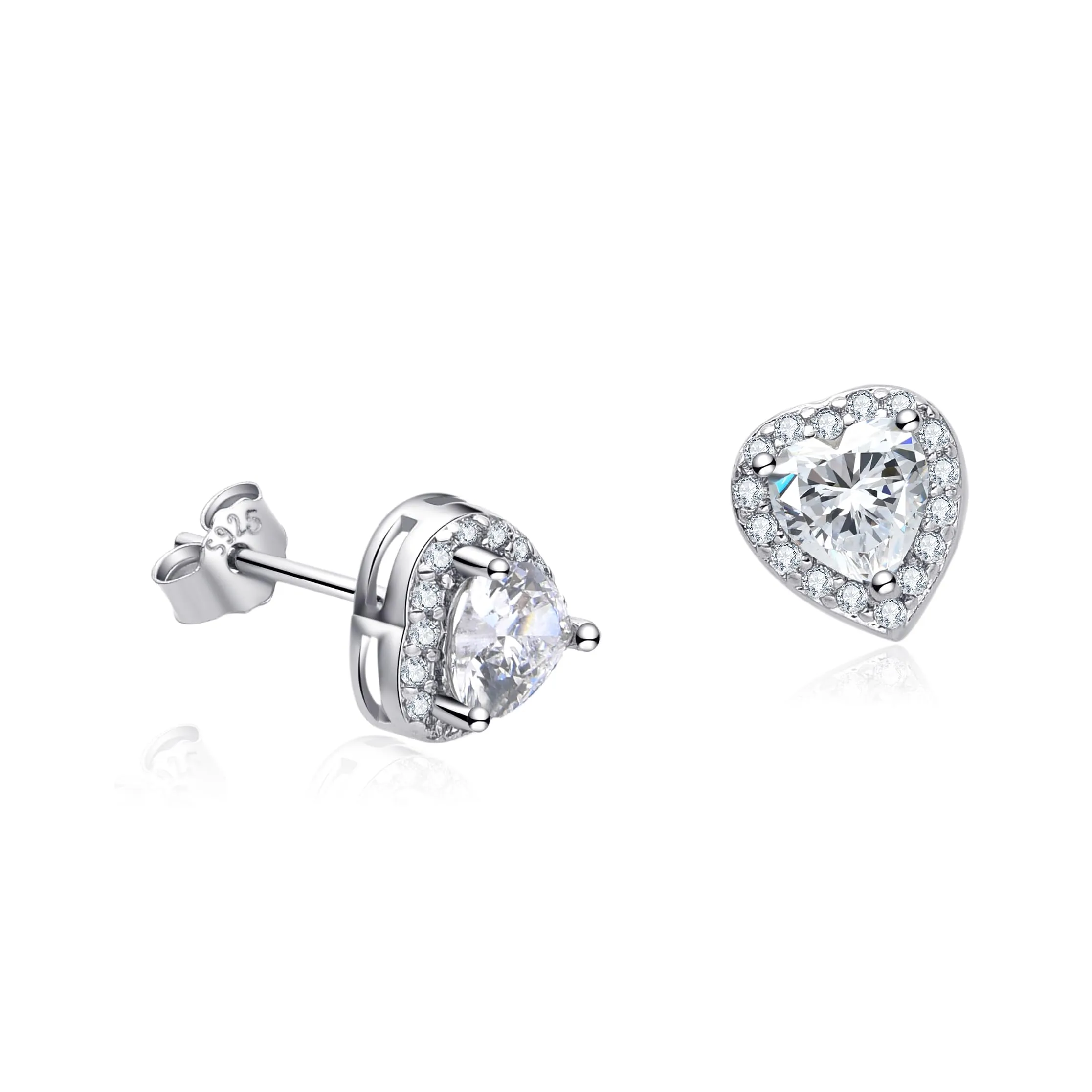 Dada Gioielli - Orecchini Argento 925 Cuore 8mm Punto Luce Con Zirconi Brillanti (Zircone Bianco) - immagine 6