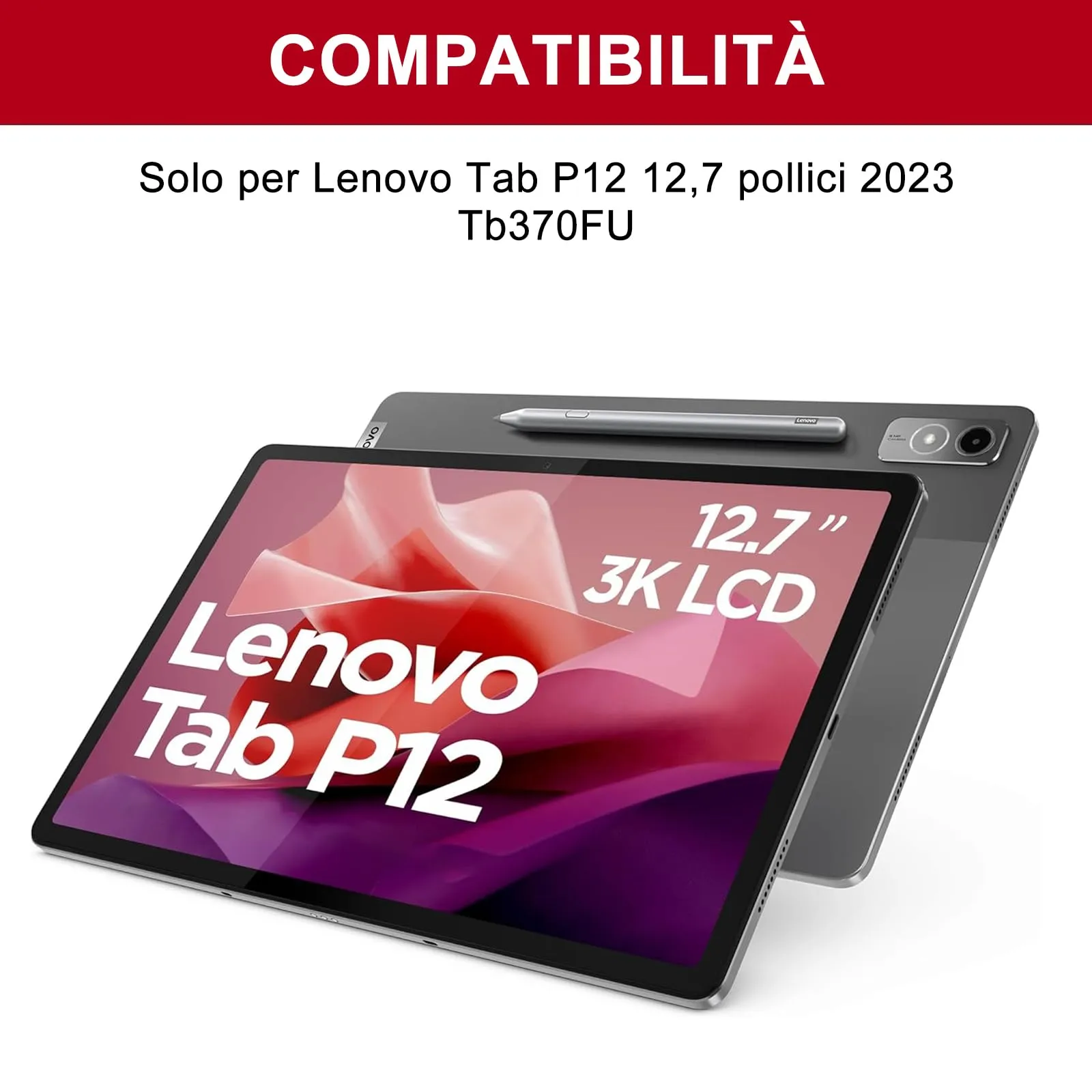 FOGARI Per Lenovo Tab P12 2023 12,7 Pollici Cover Tastiera - immagine 2