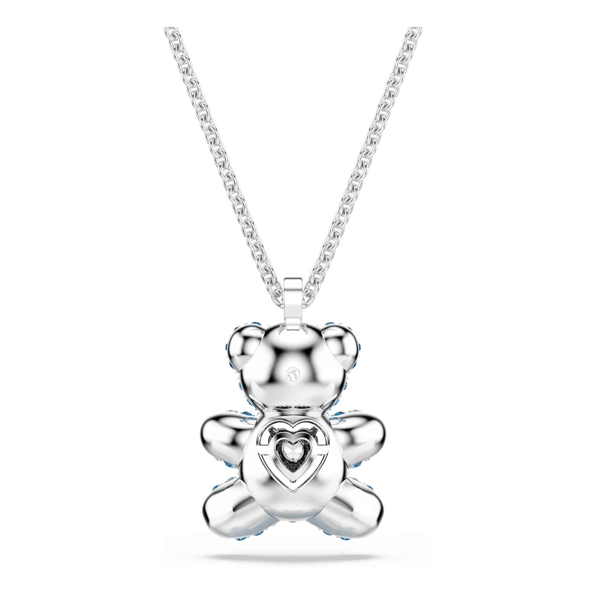 Swarovski Teddy Collana Pendente, con Cristalli Blu e Zirconia Trasparenti, Tecnica Pointiage, Forma a Orso 3D, Chiusura a Moschettone, Placcatura in Tonalità Rodio, 38-45 cm, 2,1 x 1,5 cm - immagine 5
