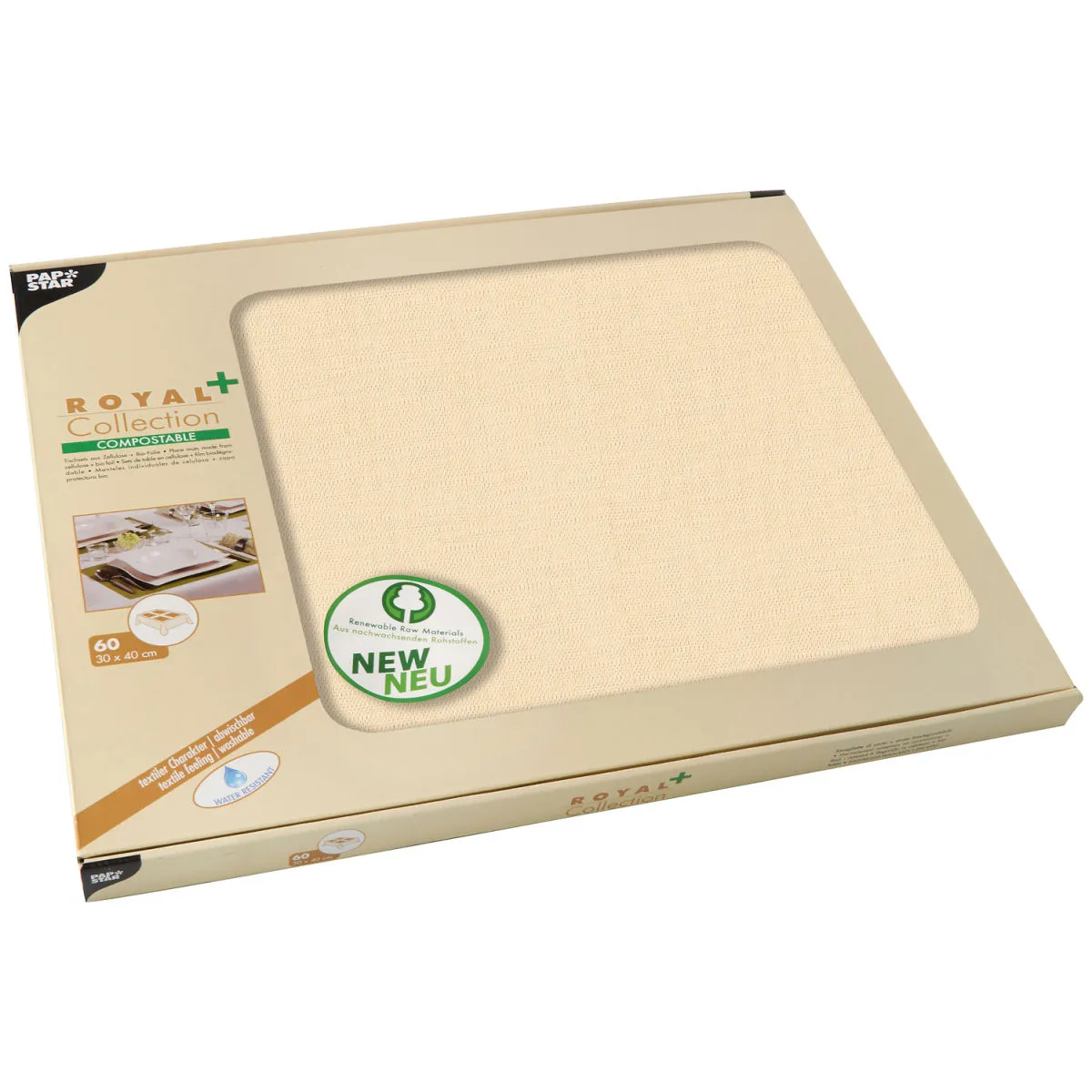 360x PAPSTAR Tovaglietta ROYAL Collection Plus, tessuto misto; 30x40 cm (LxL); champagne; rettangolare; 360 pz. / Pacco - immagine 1