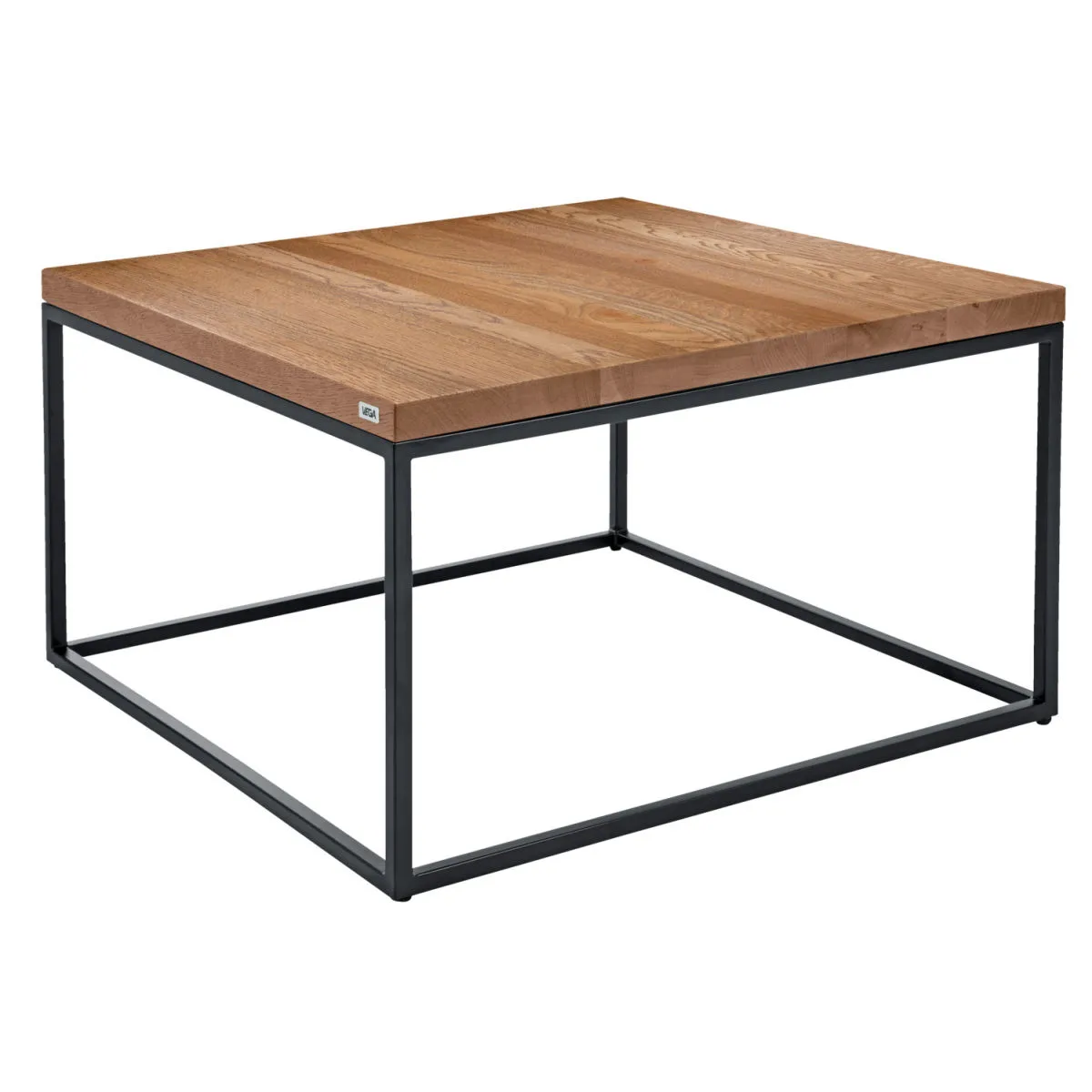 VEGA Tavolino Deven quadrato; 60x60x37 cm (LxLxH); Piano tavolo quercia antica/marrone, struttura nero; quadrata - immagine 1