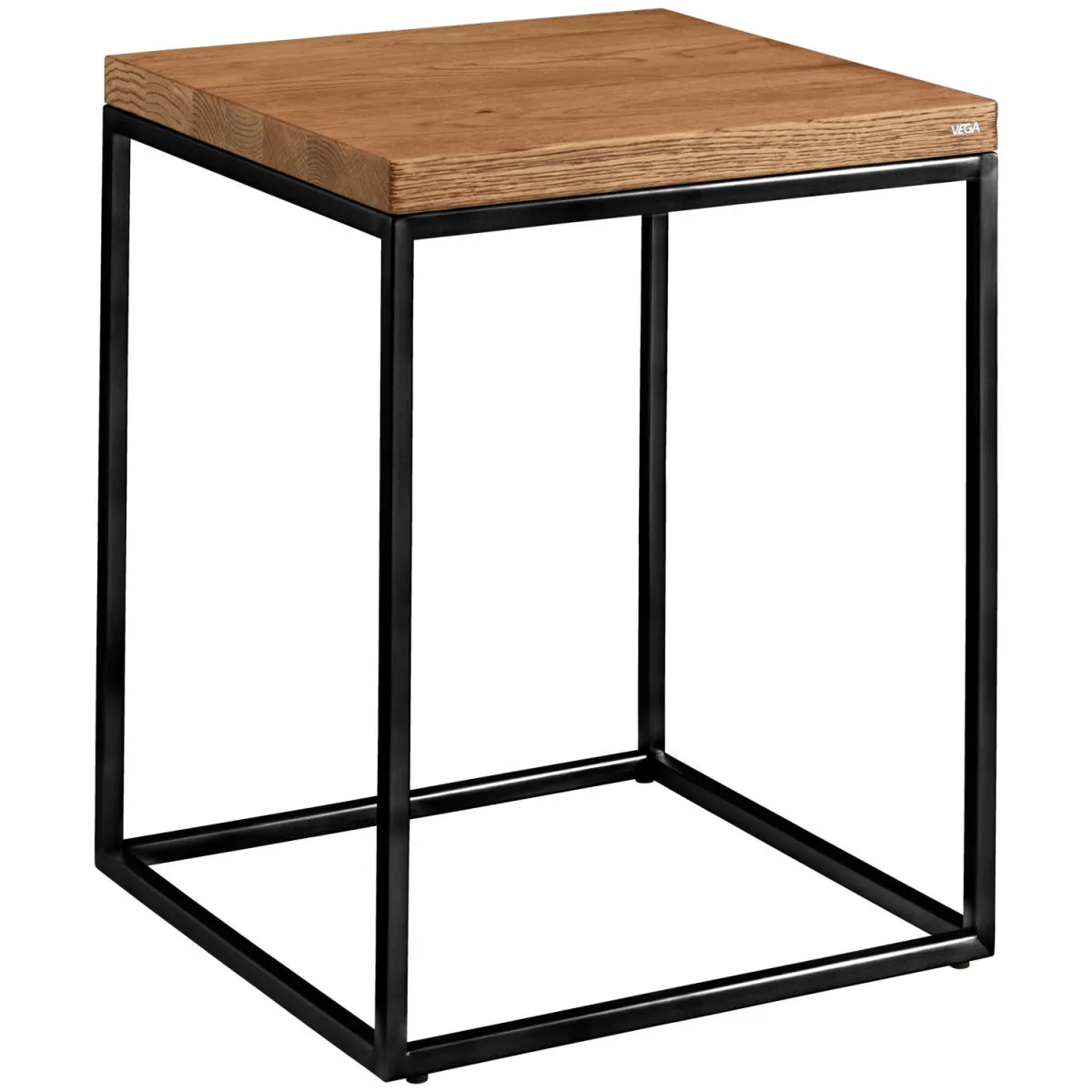 VEGA Tavolino Deven quadrato; 40x40x50 cm (LxLxH); Piano tavolo quercia antica/marrone, struttura nero; quadrata - immagine 1