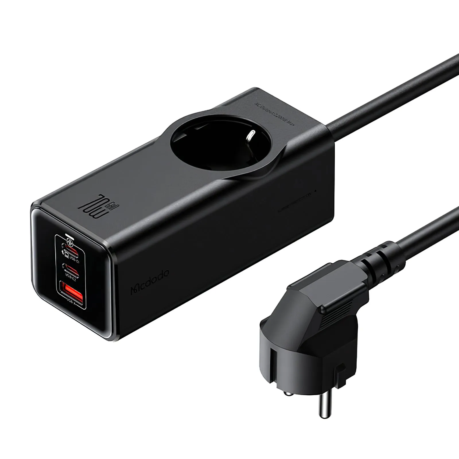 Prolunga McDodo CH-4620, 1 x Schuko - 1 x USB-A - 2 x USB-C, Nero - immagine 1