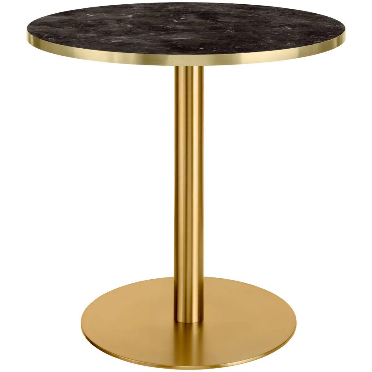 VEGA Tavolo Marvani Struttura acciaio; 75x80 cm (HxØ); Piano tavolo oro/nero/marmorizzato, struttura oro; rotonda - immagine 1