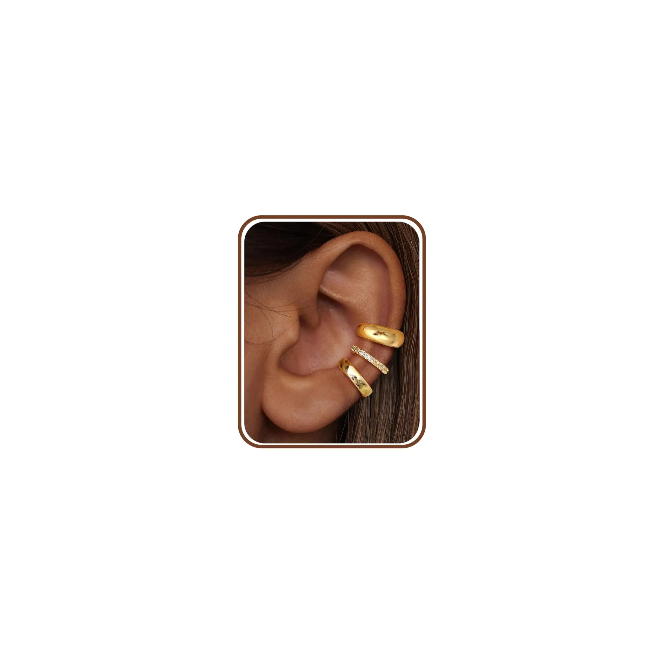 Adramata 3 Paia Ear Cuff Orecchini Donna Senza Buco Regolabili - immagine 1