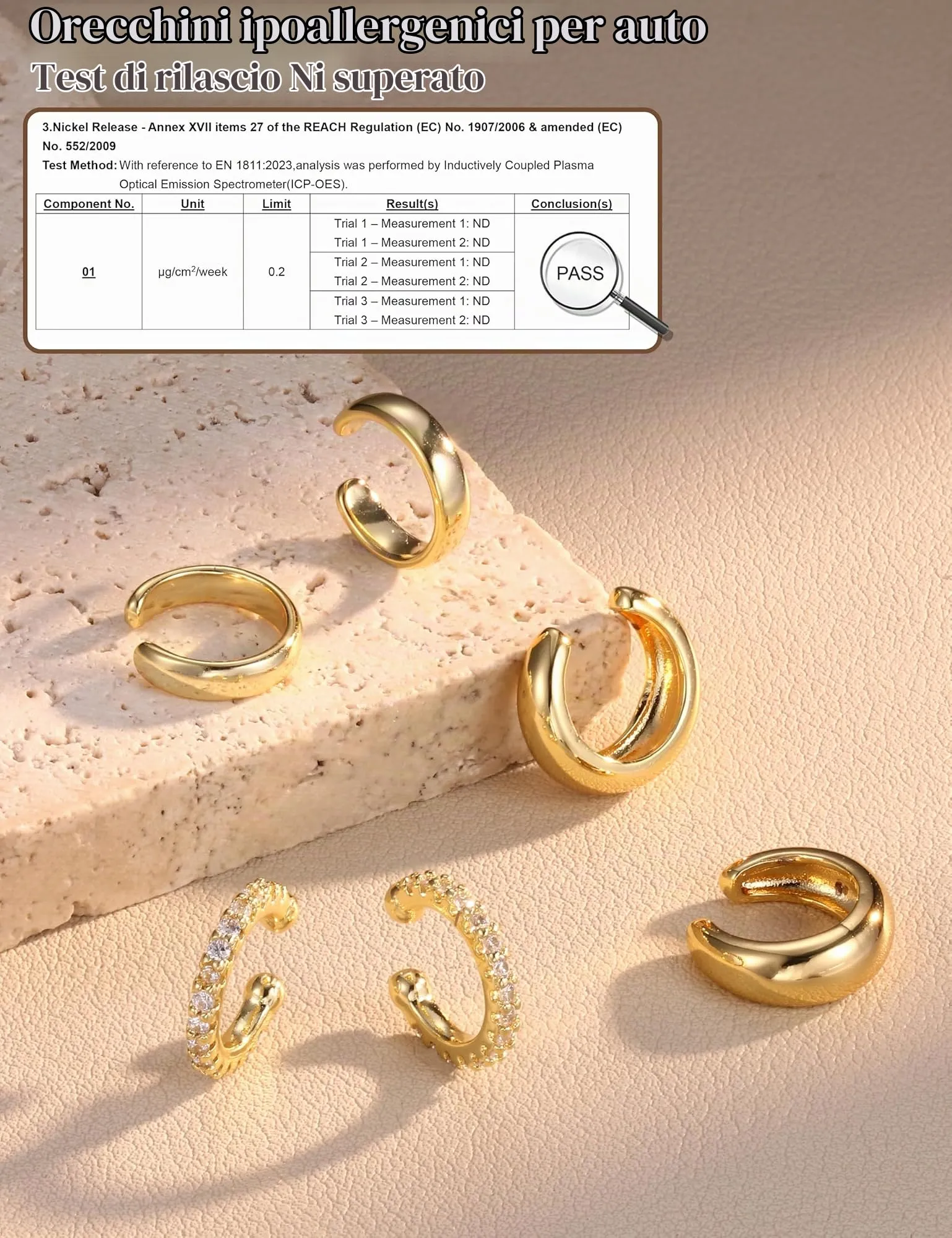 Adramata 3 Paia Ear Cuff Orecchini Donna Senza Buco Regolabili - immagine 5
