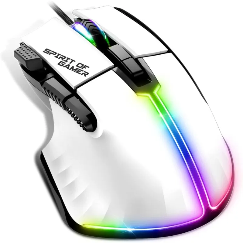 Mouse da gioco Spirit of Gamer Pro M5 RGB 12800 DPI bianco - immagine 1