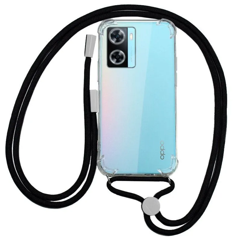 Custodia nera con cordino per Oppo A57s/A77 5G/Realme Narzo 50 5G - immagine 1