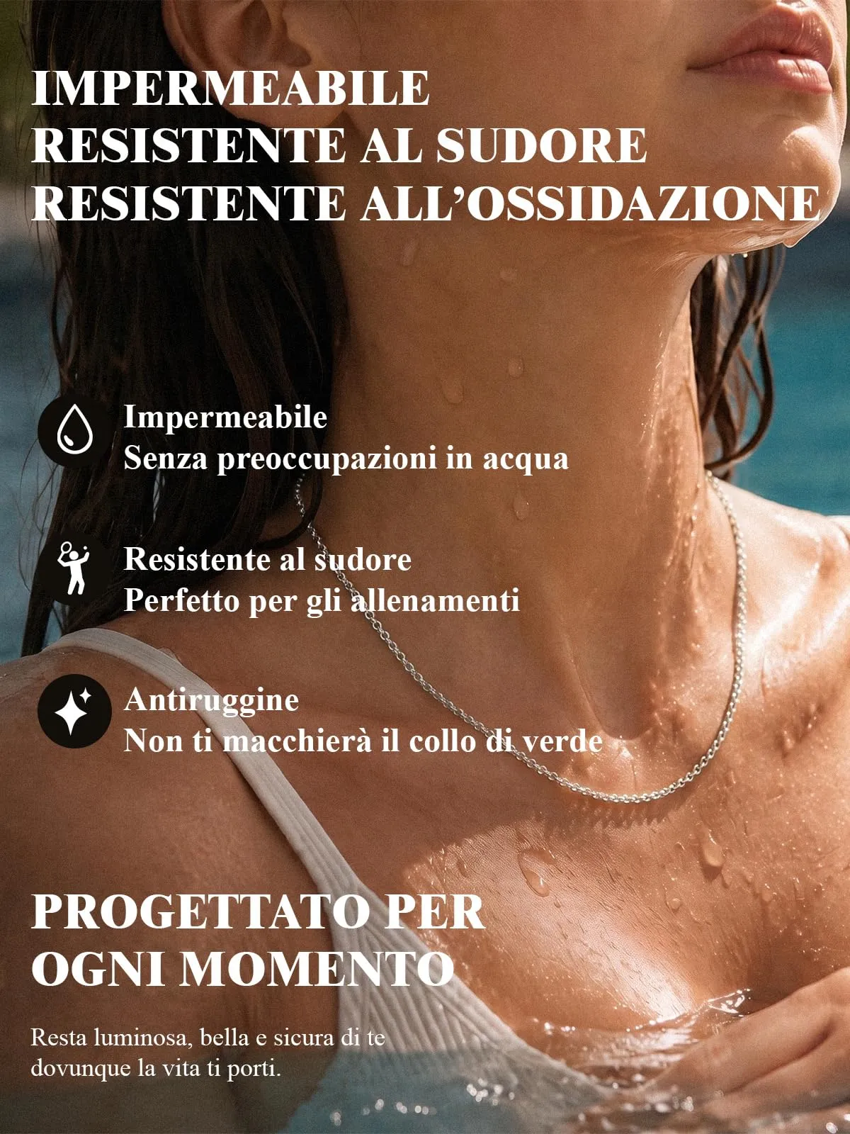 U7 Collana Donna Catenina Acciaio Inossidabile Rolò Sottile 1,4mm 55+5cm - immagine 5