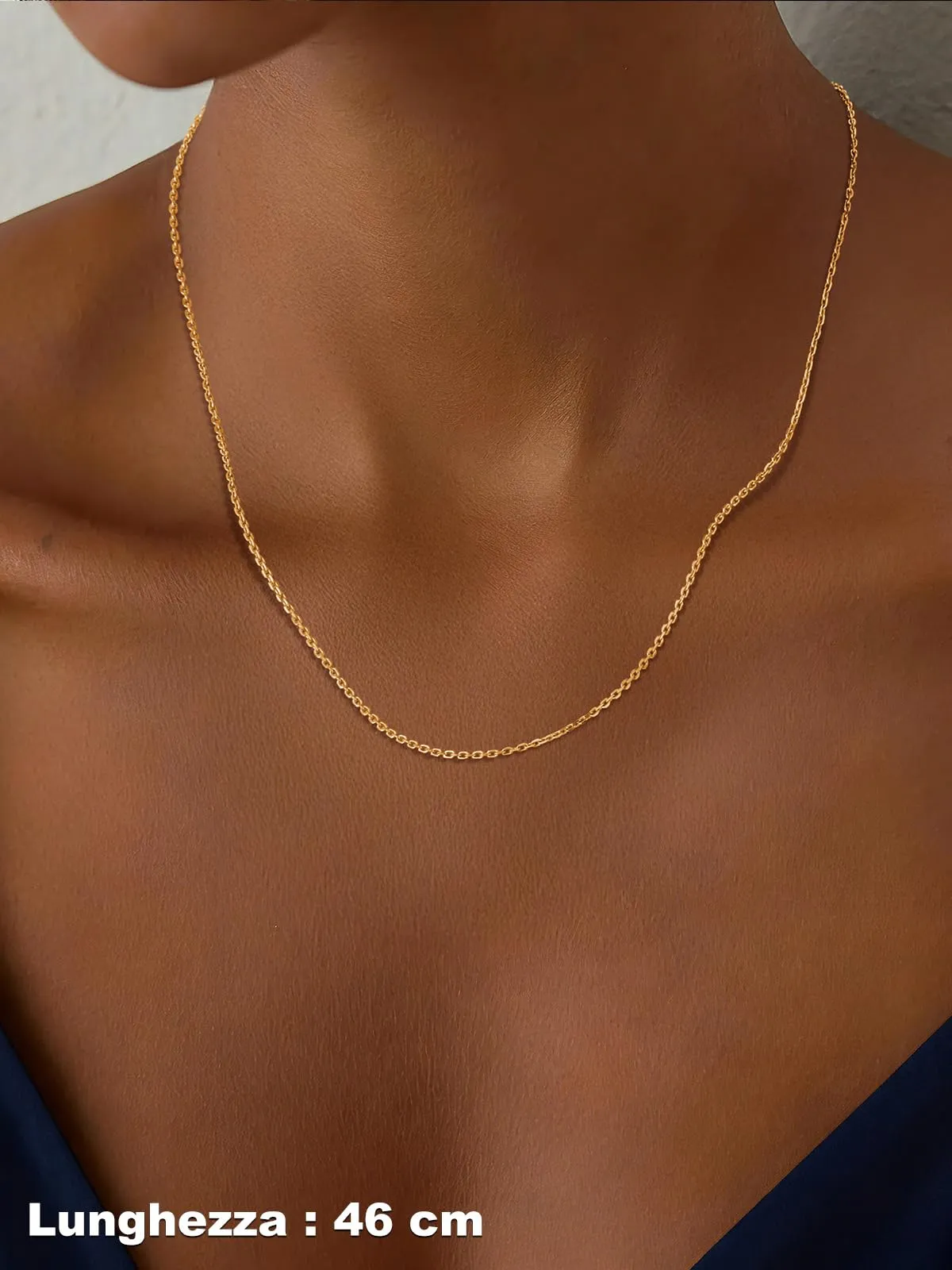 U7 Collana Donna Oro Catenina Acciaio Inossidabile Sottile 1,4mm 41+5cm - immagine 2