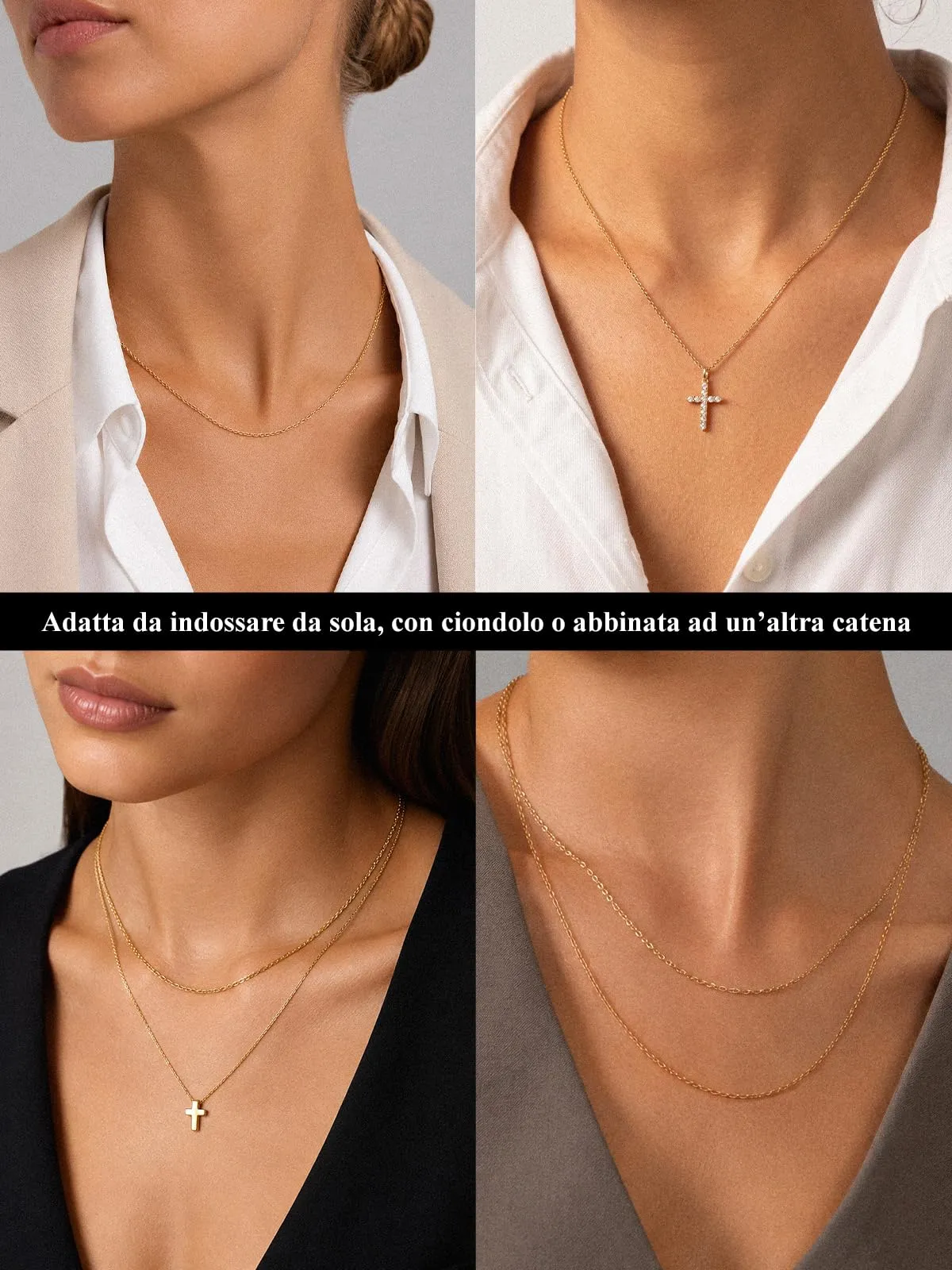 U7 Collana Donna Oro Catenina Acciaio Inossidabile Sottile 1,4mm 41+5cm - immagine 3