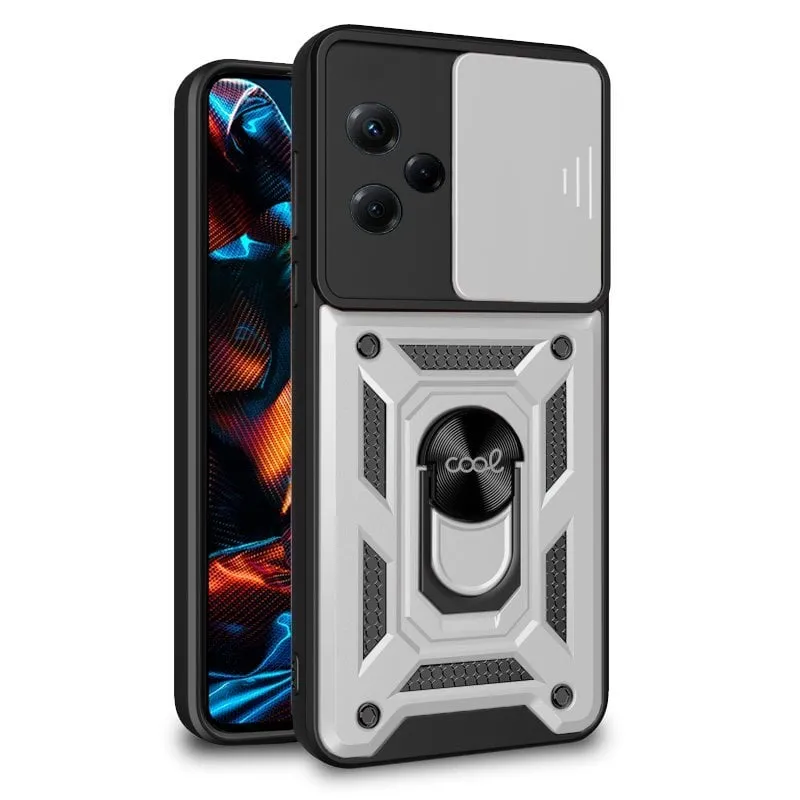 Custodia rigida con anello rigido color argento per Xiaomi Redmi Note 12 5G/Poco X5 5G - immagine 1