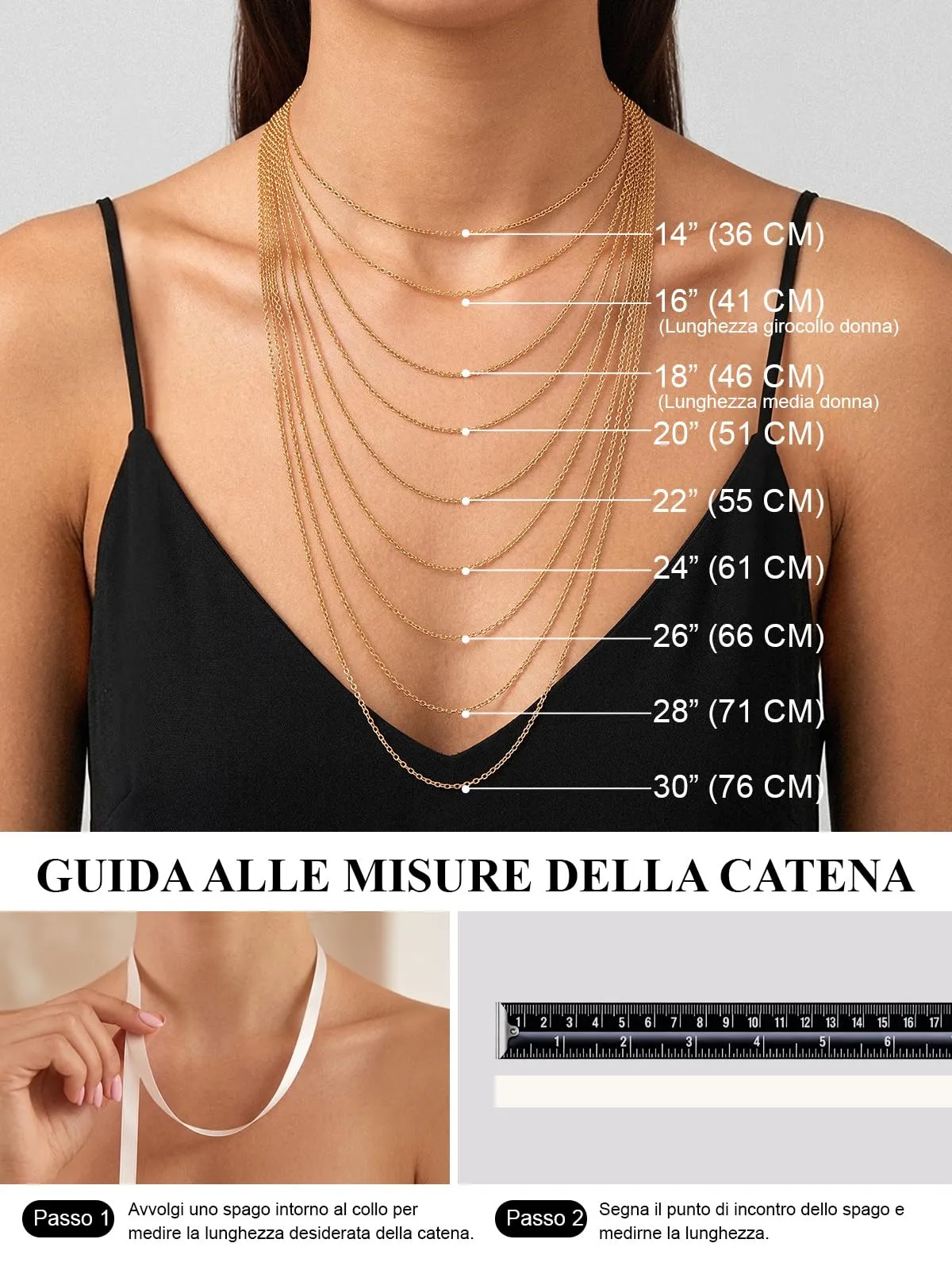 U7 Collana Catenina Donna Oro Acciaio Inossidabile Rolò Sottile 2,5mm 71cm - immagine 5
