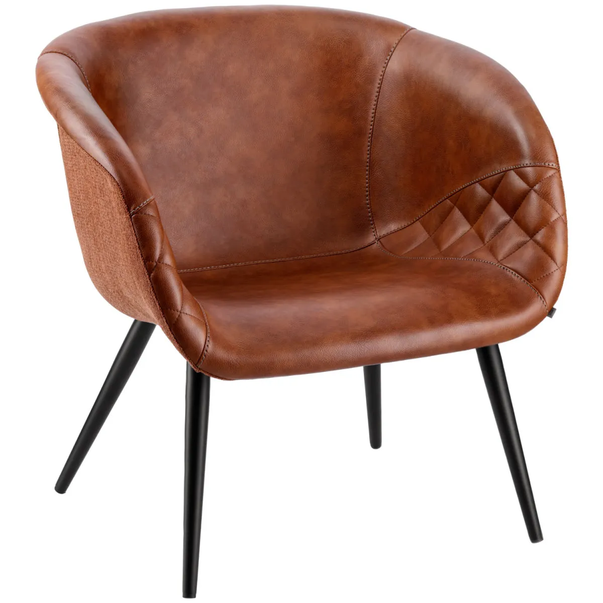 VEGA Poltrona Yankee; 75x68x75.5 cm (LxPxH); seduta cognac, struttura nero - immagine 1