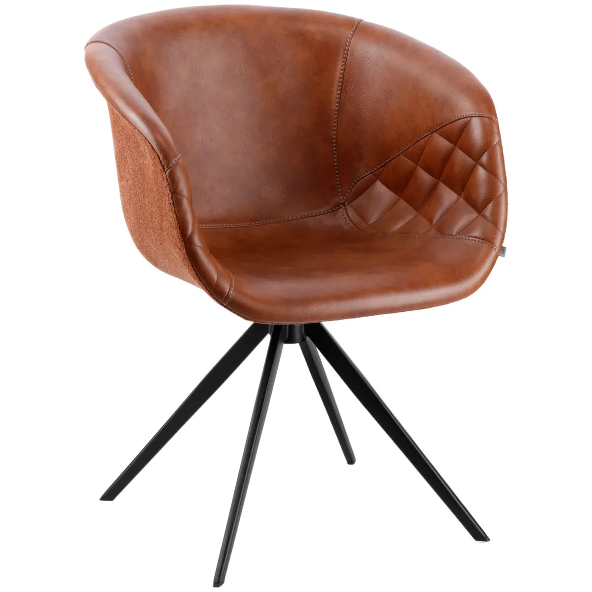 VEGA Sedia con braccioli Yankee; 61x60x80 cm (LxPxH); seduta cognac, struttura nero - immagine 1