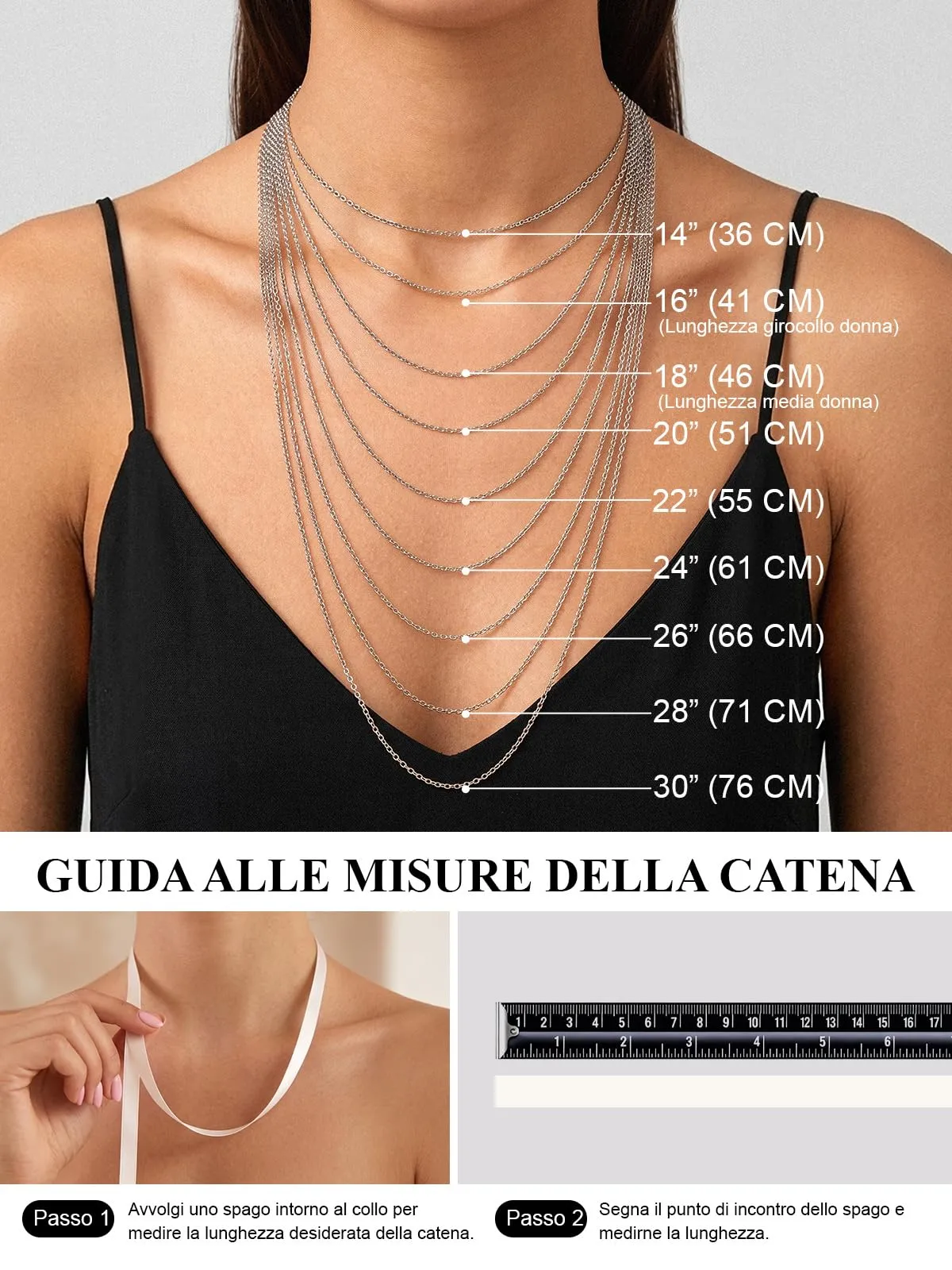 U7 Collana Catenina Donna Acciaio Inossidabile Rolò Sottile 2,5mm 66cm - immagine 5