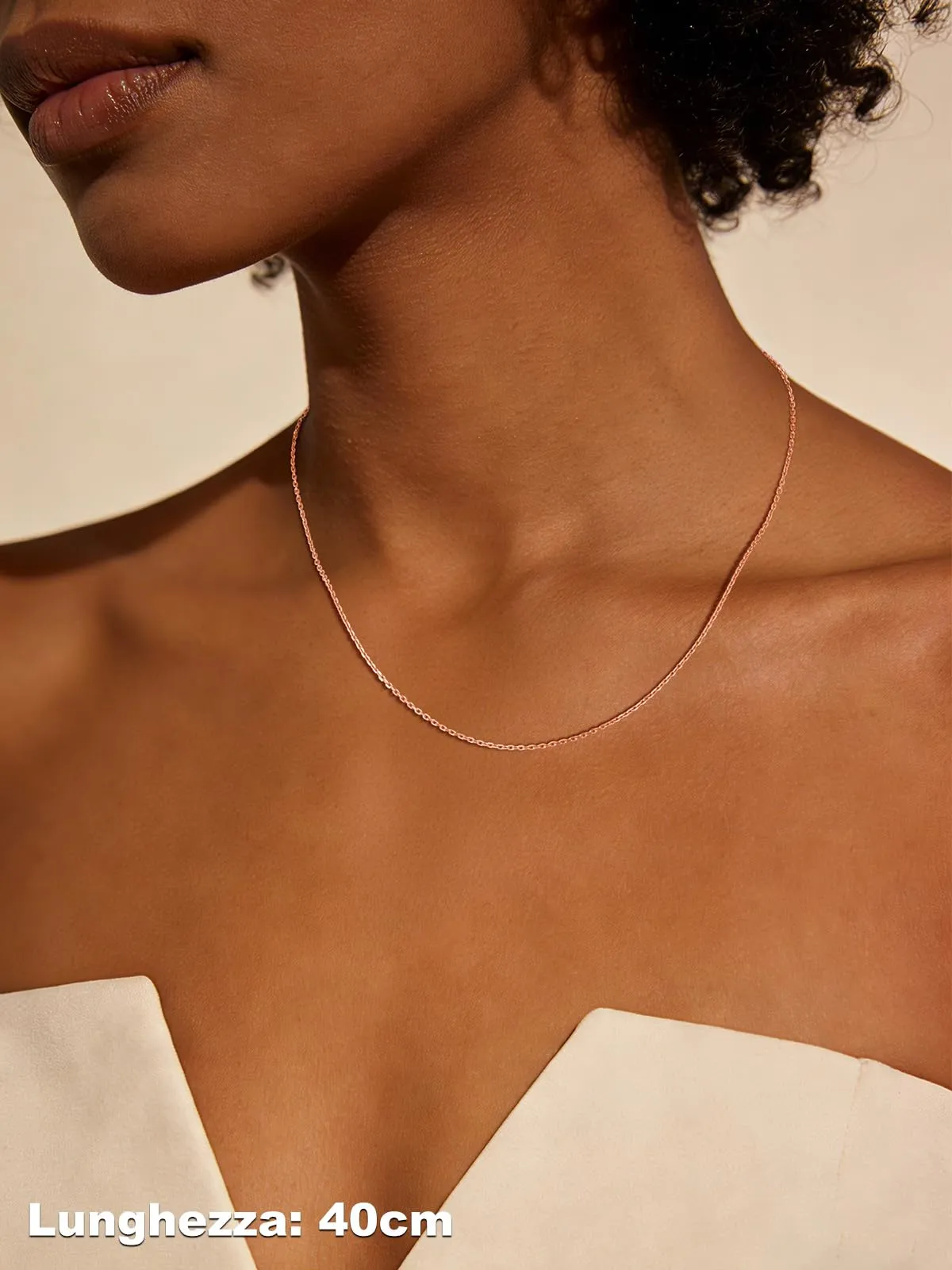 U7 Collana Donna Oro Catenina Acciaio Inossidabile Sottile 1,4mm 51+5cm - immagine 2