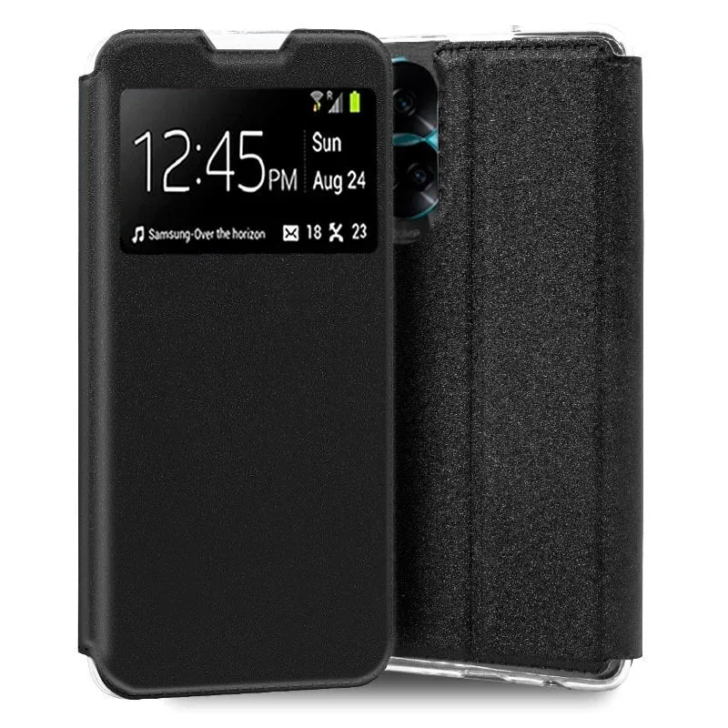 Custodia Flip Cover nera liscia e fantastica per Honor 90 Lite - immagine 1