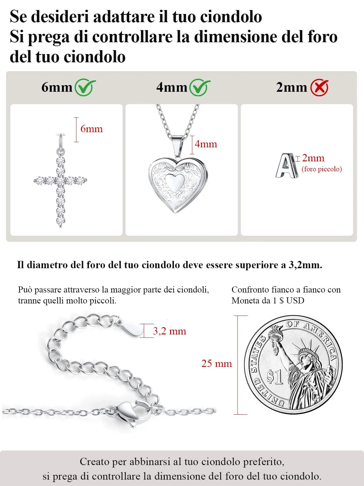 U7 Collana Catenina Donna Nera Acciaio Inossidabile Rolò Sottile 2,5mm 76cm - immagine 6