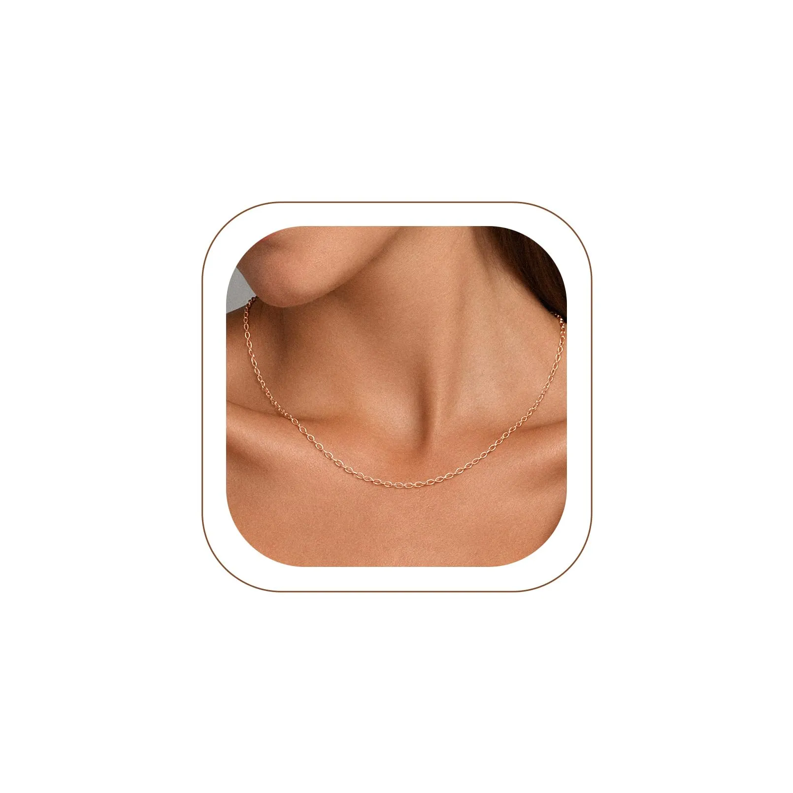 U7 Collana Catenina Donna Oro Rosa Acciaio Inossidabile Sottile 2,5mm 55cm - immagine 1