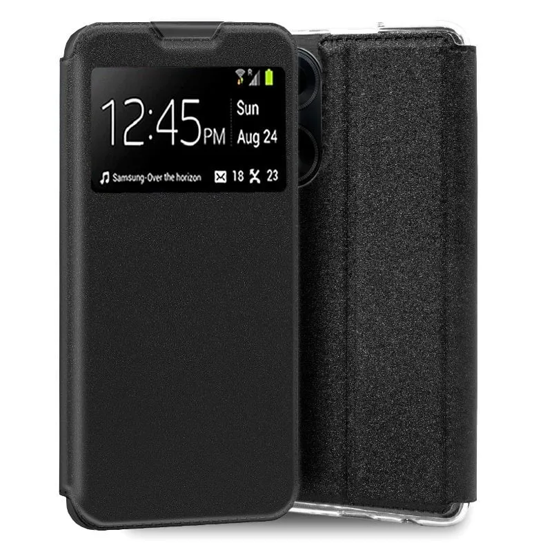 Custodia Flip Cover nera liscia e fantastica per Oppo A98 5G - immagine 1