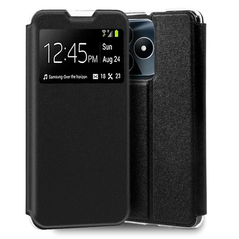 Custodia Flip Cover nera liscia e fantastica per Realme C53 - immagine 1