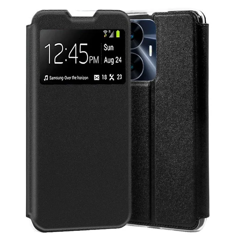 Custodia Flip Cover nera liscia e fantastica per Realme C55 - immagine 1
