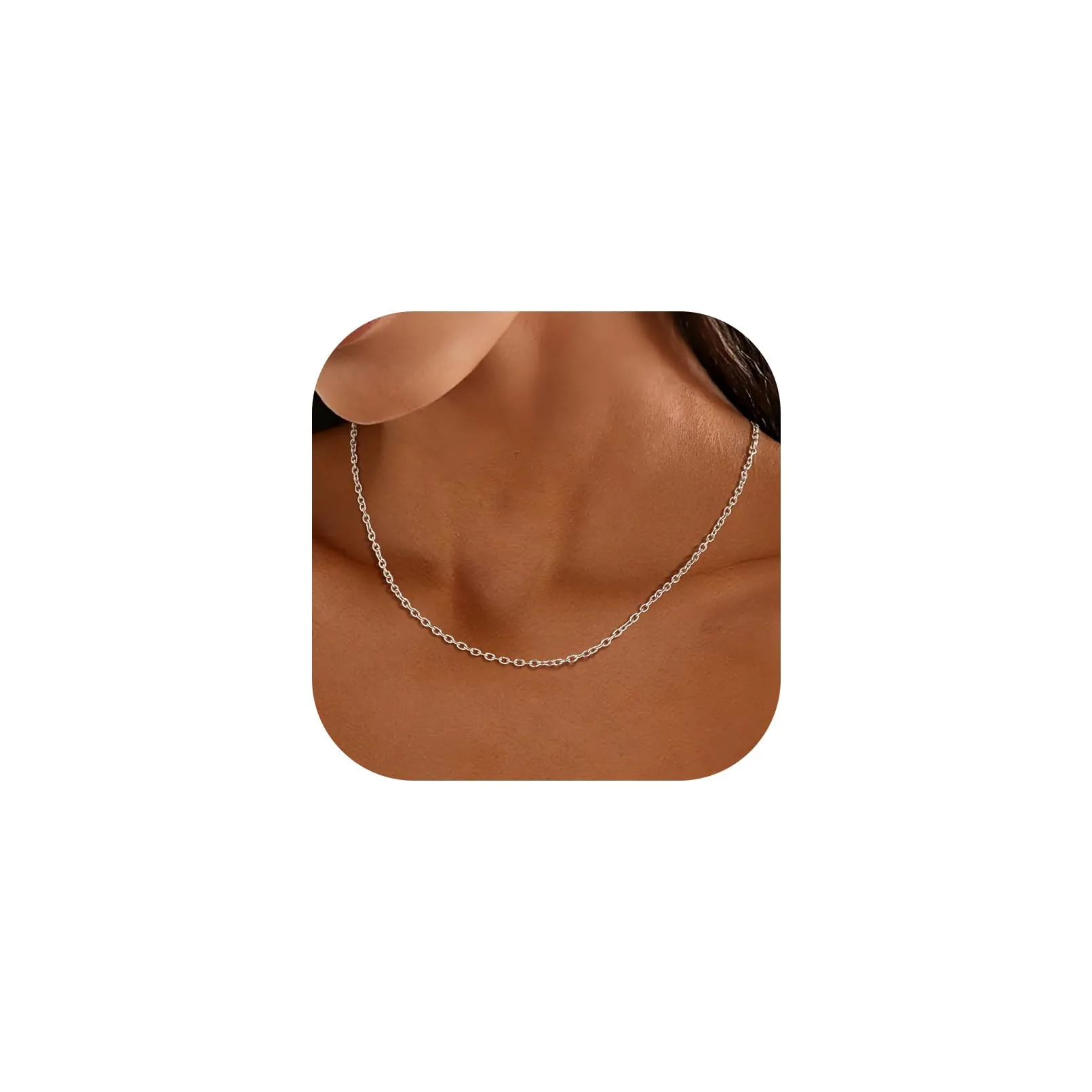 U7 Collana Catenina Donna Acciaio Inossidabile Rolò Sottile 2,5mm 35cm - immagine 1
