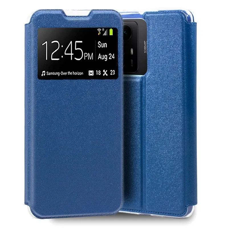Custodia Flip Cover blu tinta unita per Xiaomi Redmi Note 12S - immagine 1