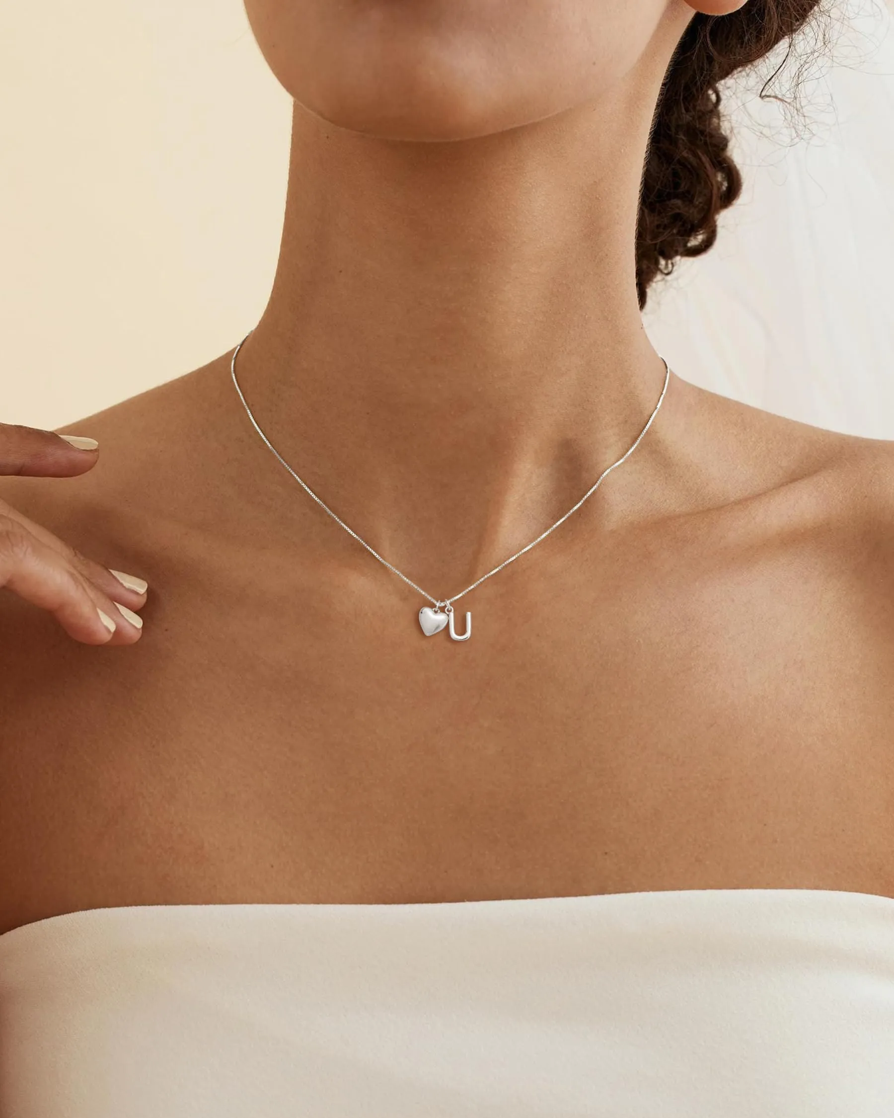 Asdecy Collana Cuore Iniziale U Personalizzata Von Con Nome Argento 925 Donna Anallergici Senza Nichel Natale Gioielli Regalo San Valentino Donne - immagine 4