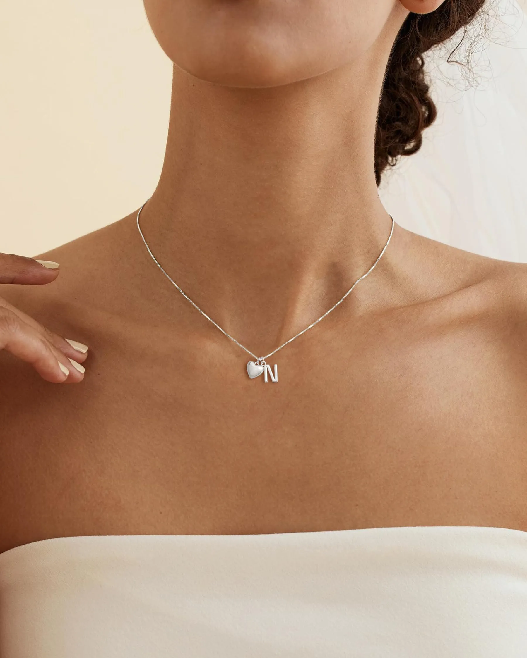 Asdecy Collana Cuore Iniziale N Personalizzata Von Con Nome Argento 925 Donna Anallergici Senza Nichel Natale Gioielli Regalo San Valentino Donne - immagine 2