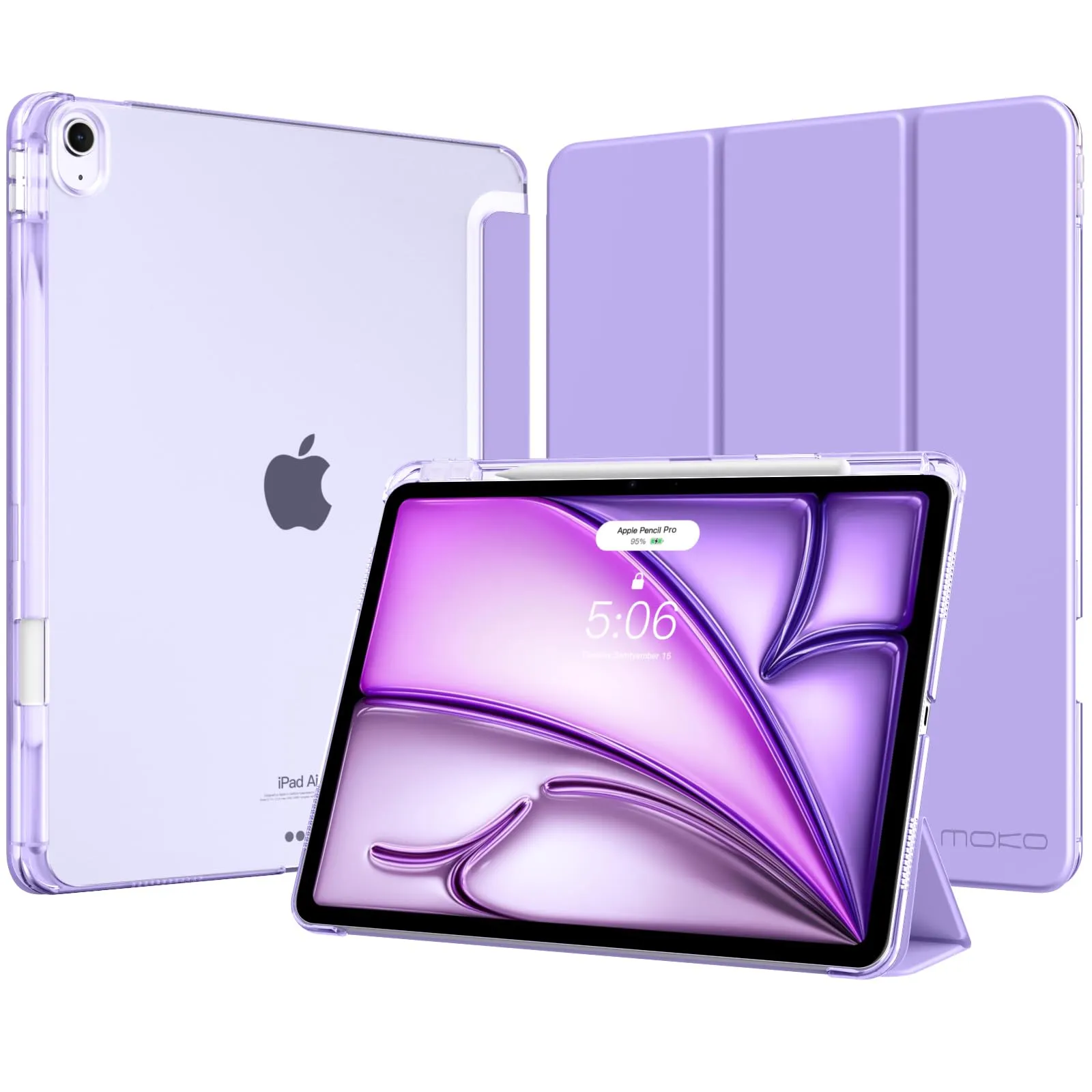 MoKo Cover per iPad Air 13 Pollici Case (M4/M3/M2) con Portapenna, Lilla - immagine 1