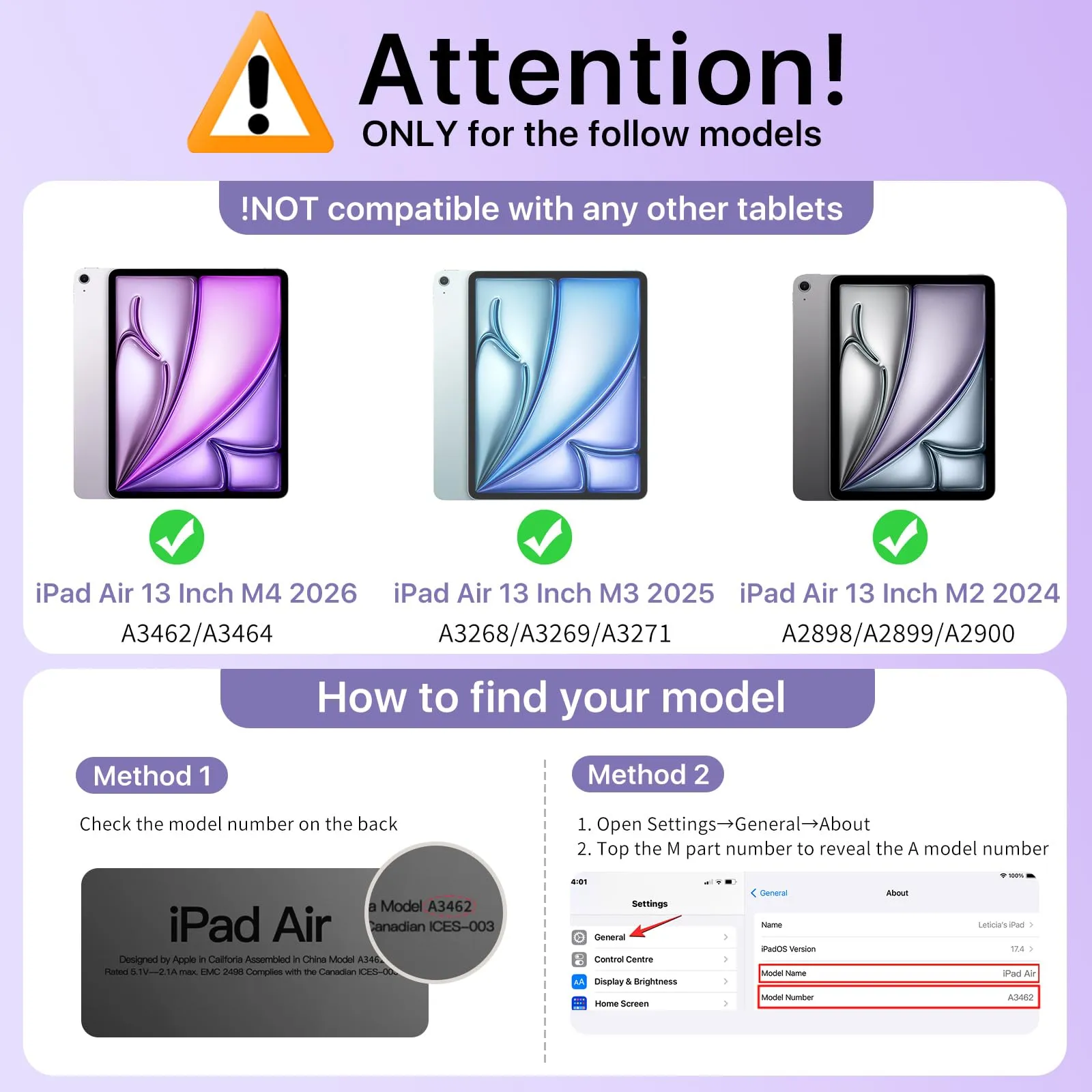 MoKo Cover per iPad Air 13 Pollici Case (M4/M3/M2) con Portapenna, Lilla - immagine 2