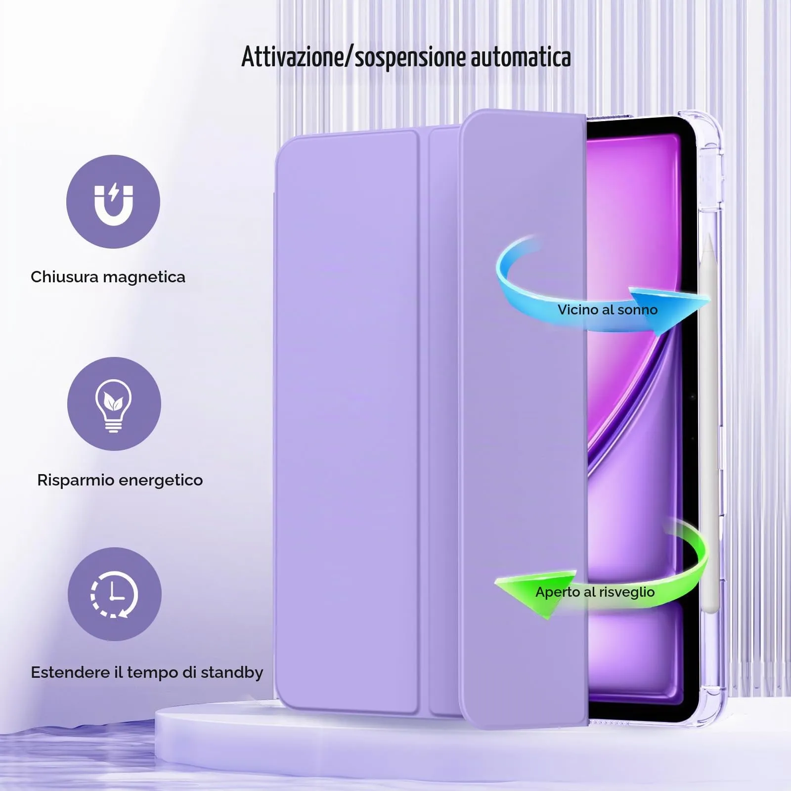 MoKo Cover per iPad Air 13 Pollici Case (M4/M3/M2) con Portapenna, Lilla - immagine 5