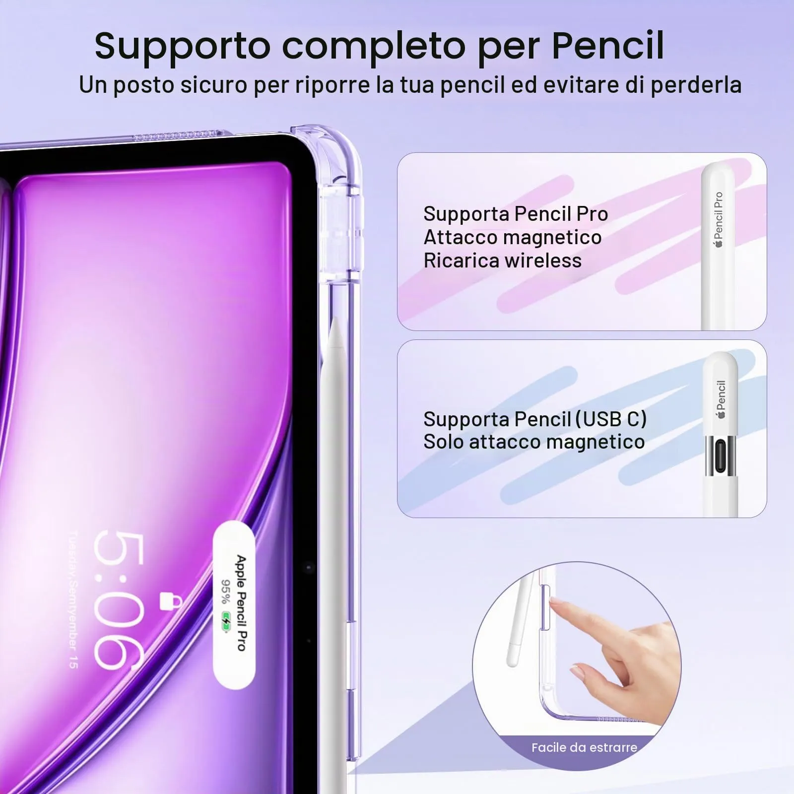MoKo Cover per iPad Air 13 Pollici Case (M4/M3/M2) con Portapenna, Lilla - immagine 6