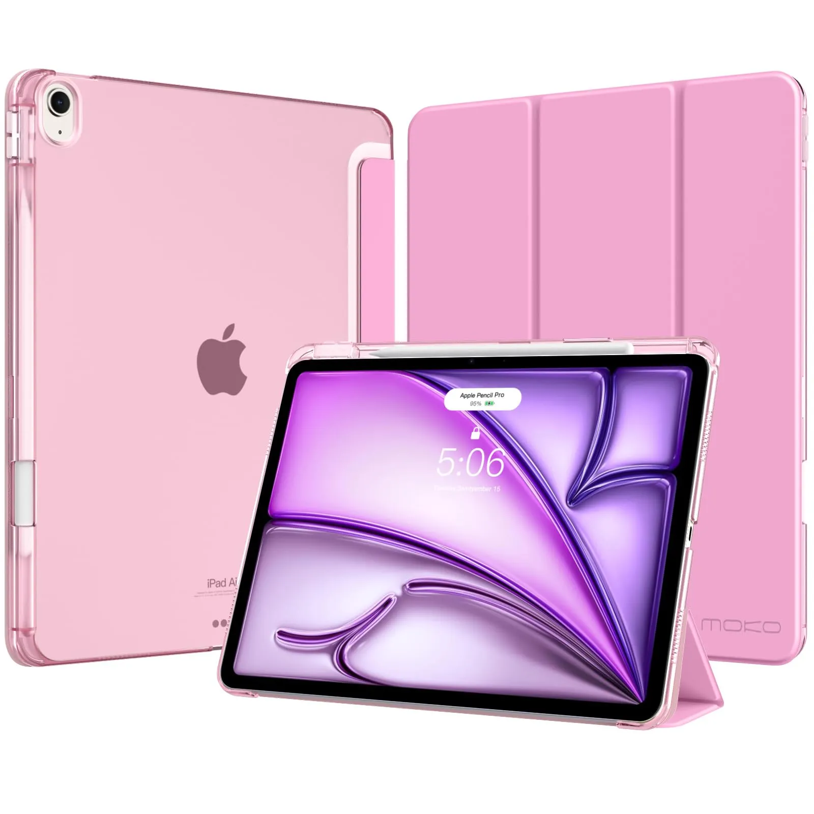 MoKo Cover per iPad Air 13 Pollici Case (M4/M3/M2) con Portapenna, Rosa - immagine 1