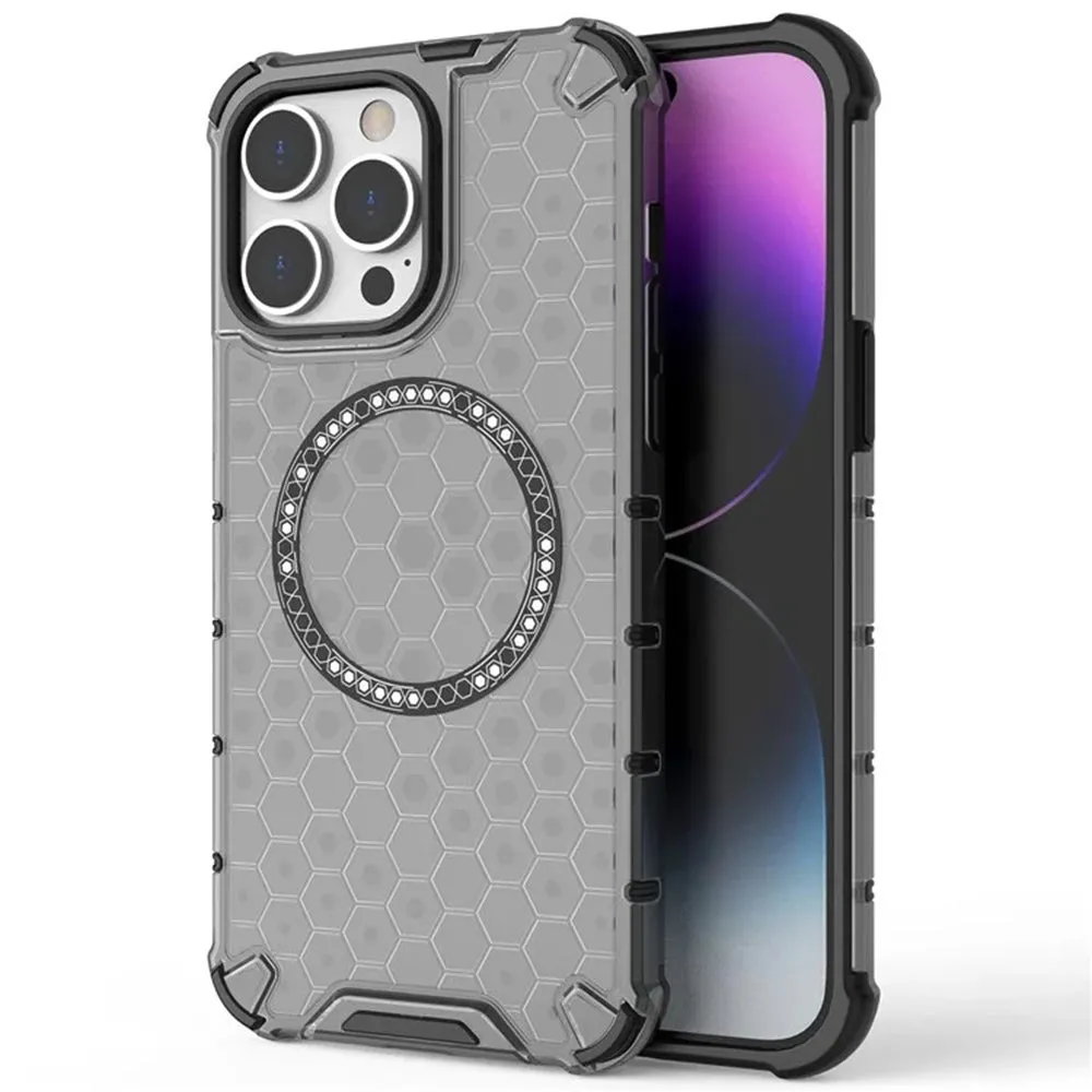Custodia MagSafe per Apple iPhone 14 Pro, Techsuit, HoneyComb Shield, Bianca - immagine 1