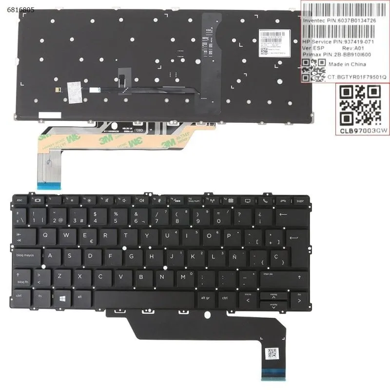 Tastiera retroilluminata per laptop HP Elitebook X360 1020 G2 1030 G2 Series - immagine 1