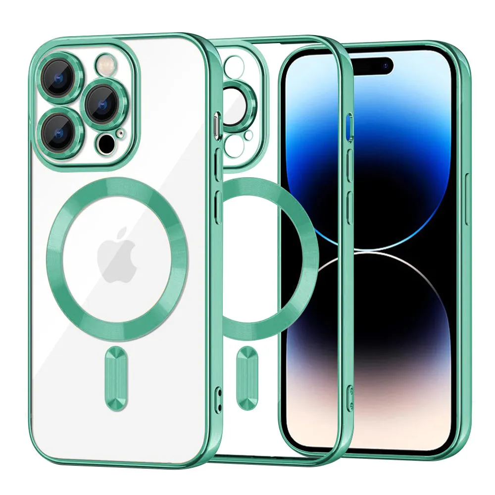 Custodia MagSafe per Apple iPhone 14 Pro, Techsuit, Luxury Crystal, Verde Chiaro - immagine 1