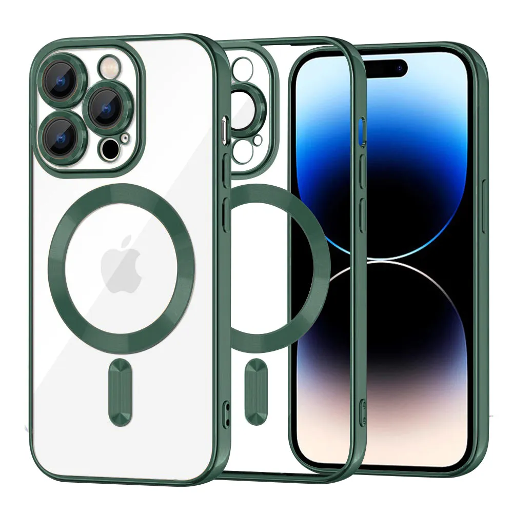 Custodia MagSafe per Apple iPhone 14 Pro, Techsuit, Luxury Crystal, Verde Scuro - immagine 1