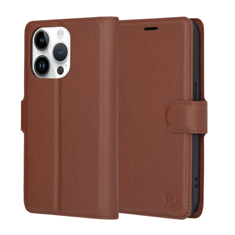 Custodia per Apple iPhone 14 Pro, Techsuit, Leather Folio, Marrone - immagine 1
