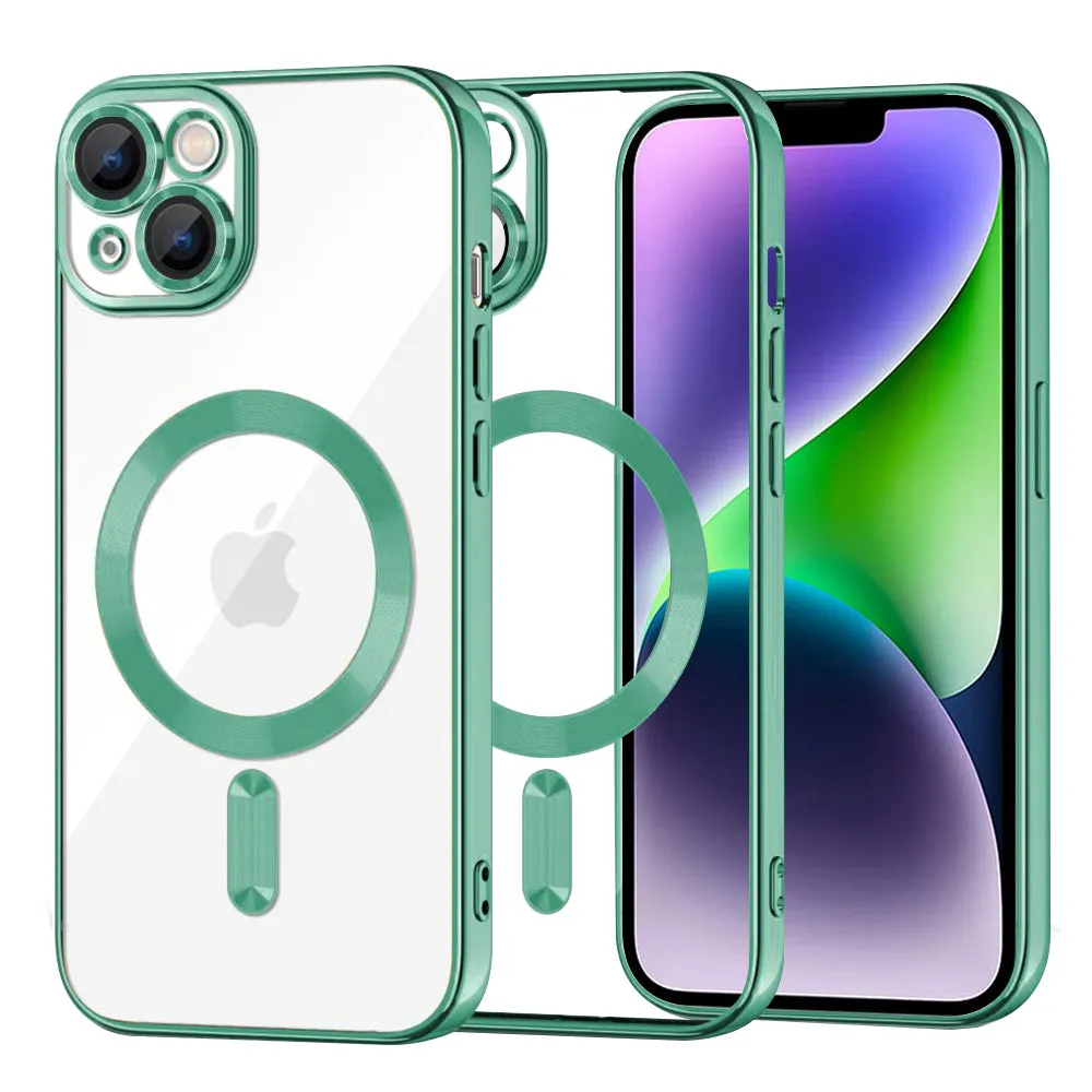 Custodia MagSafe per Apple iPhone 14 Plus, Techsuit, Luxury Crystal, Verde Chiaro - immagine 1