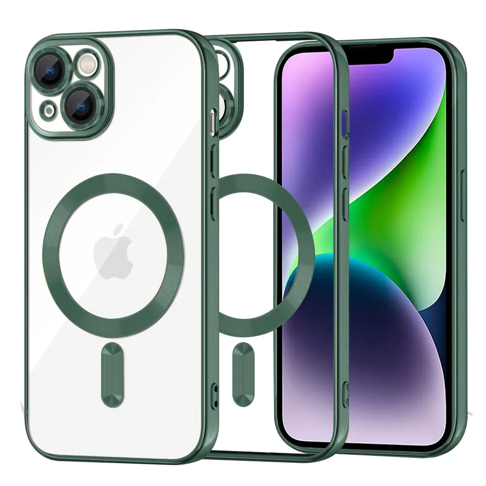 Custodia MagSafe per Apple iPhone 14 Plus, Techsuit, Luxury Crystal, Verde Scuro - immagine 1