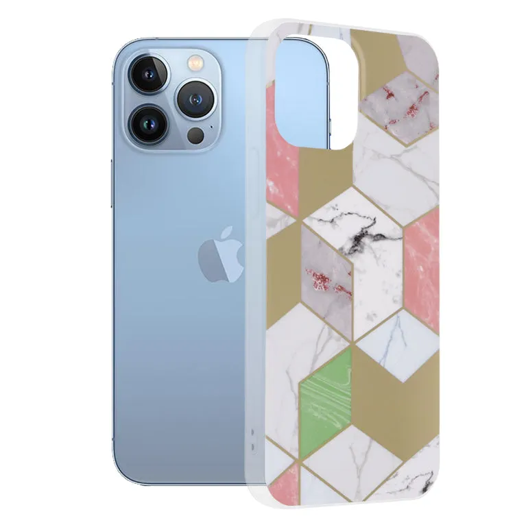 Custodia per Apple iPhone 13 Pro Max, Techsuit, Marble, Viola - immagine 1