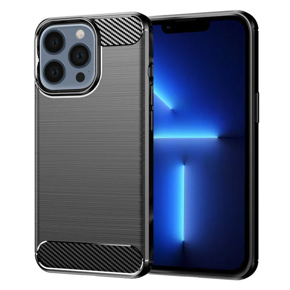Custodia per Apple iPhone 13 Pro Max, Techsuit, Carbonio, Nera - immagine 1