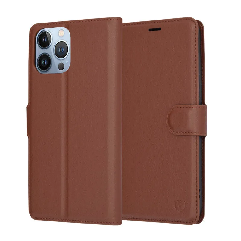Custodia per Apple iPhone 13 Pro Max, Techsuit, Leather Folio, Marrone - immagine 1